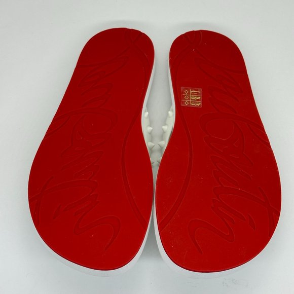 Christian Louboutin LOUBI Spikes Studded Flip Flop Flat Rubber Sandal Shoes - Picture 11 of 12